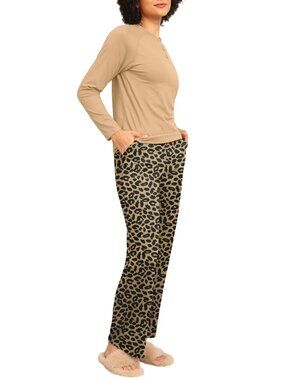 MINTREUS Women's Pajama Sets  Leopard Khaki 2XL NWT